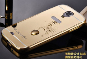 Луксозен златист алуминиев бъмпър с твърд огледален гръб за Samsung Galaxy S4 I9500 / S4 I9505 / S4 Value Edition I9515 златист